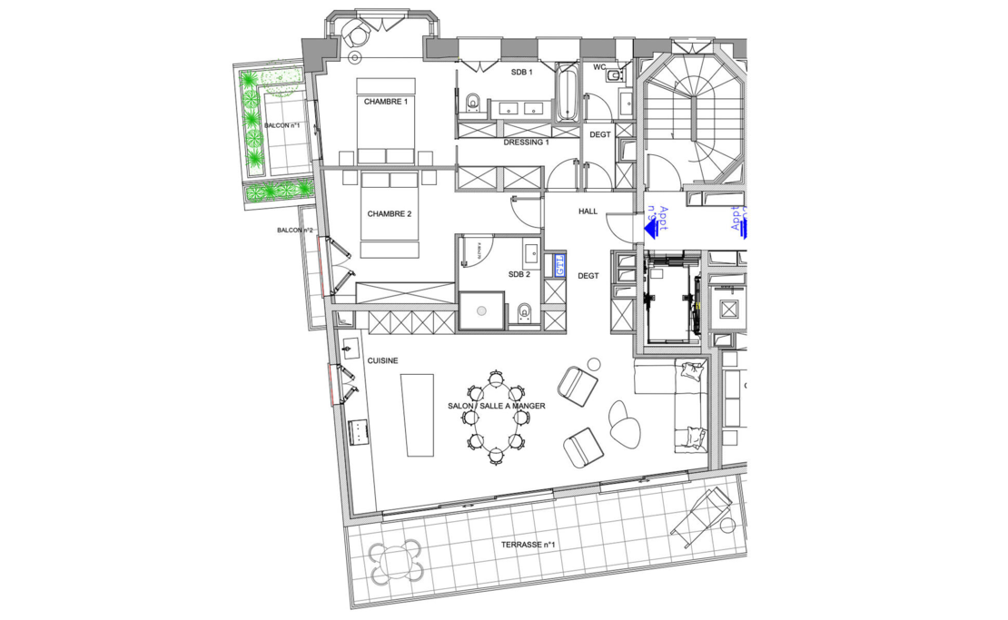 Villa Ariane — новая роскошная двухкомнатная квартира на бульваре Италии