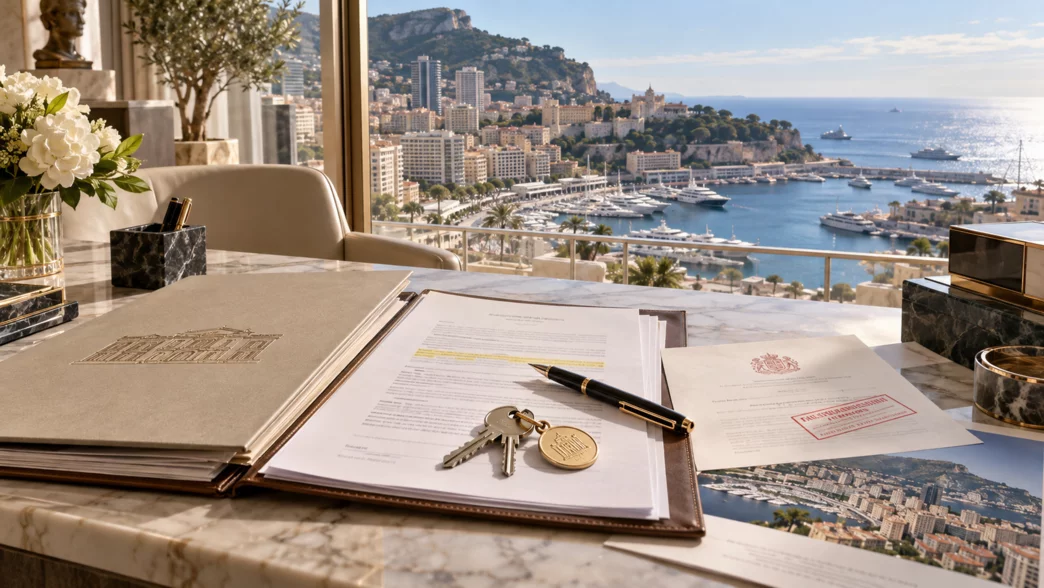 Property sale documents in Monaco illustrating pre-emption rights and legal formalities